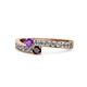 1 - Orane Amethyst and Red Garnet with Side Diamonds Bypass Ring 