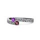 1 - Orane Amethyst and Ruby with Side Diamonds Bypass Ring 