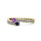 1 - Orane Amethyst and Blue Sapphire with Side Diamonds Bypass Ring 