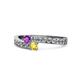 1 - Orane Amethyst and Yellow Sapphire with Side Diamonds Bypass Ring 