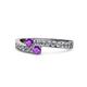 1 - Orane Amethyst with Side Diamonds Bypass Ring 