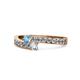 1 - Orane Blue Topaz and Diamond with Side Diamonds Bypass Ring 