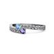 1 - Orane Blue Topaz and Iolite with Side Diamonds Bypass Ring 