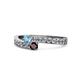 1 - Orane Blue Topaz and Red Garnet with Side Diamonds Bypass Ring 