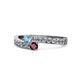 1 - Orane Blue Topaz and Ruby with Side Diamonds Bypass Ring 