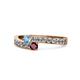 1 - Orane Blue Topaz and Ruby with Side Diamonds Bypass Ring 