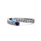 1 - Orane Blue Topaz and Blue Sapphire with Side Diamonds Bypass Ring 