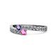1 - Orane Iolite and Pink Sapphire with Side Diamonds Bypass Ring 