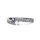 1 - Orane Iolite and White Sapphire with Side Diamonds Bypass Ring 