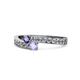 1 - Orane Iolite and Tanzanite with Side Diamonds Bypass Ring 