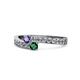 1 - Orane Iolite and Emerald with Side Diamonds Bypass Ring 