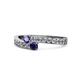 1 - Orane Iolite and Blue Sapphire with Side Diamonds Bypass Ring 