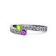 1 - Orane Peridot and Amethyst with Side Diamonds Bypass Ring 