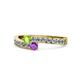 1 - Orane Peridot and Amethyst with Side Diamonds Bypass Ring 