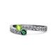1 - Orane Peridot and Emerald with Side Diamonds Bypass Ring 