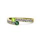 1 - Orane Peridot and Emerald with Side Diamonds Bypass Ring 