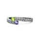 1 - Orane Peridot and Iolite with Side Diamonds Bypass Ring 