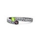 1 - Orane Peridot and Red Garnet with Side Diamonds Bypass Ring 
