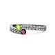 1 - Orane Peridot and Ruby with Side Diamonds Bypass Ring 