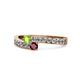 1 - Orane Peridot and Ruby with Side Diamonds Bypass Ring 