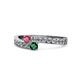 1 - Orane Rhodolite Garnet and Emerald with Side Diamonds Bypass Ring 