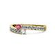 1 - Orane Rhodolite Garnet and Diamond with Side Diamonds Bypass Ring 