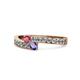 1 - Orane Rhodolite Garnet and Iolite with Side Diamonds Bypass Ring 