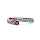 1 - Orane Rhodolite Garnet and Ruby with Side Diamonds Bypass Ring 