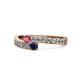 1 - Orane Rhodolite Garnet and Blue Sapphire with Side Diamonds Bypass Ring 