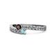 1 - Orane Red Garnet and Aquamarine with Side Diamonds Bypass Ring 