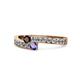 1 - Orane Red Garnet and Iolite with Side Diamonds Bypass Ring 