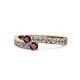 1 - Orane Red Garnet and Ruby with Side Diamonds Bypass Ring 