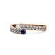 1 - Orane Diamond and Blue Sapphire with Side Diamonds Bypass Ring 