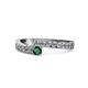 1 - Orane Diamond and Emerald with Side Diamonds Bypass Ring 