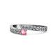 1 - Orane Diamond and Pink Tourmaline with Side Diamonds Bypass Ring 