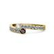 1 - Orane Diamond and Red Garnet with Side Diamonds Bypass Ring 