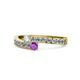 1 - Orane Diamond and Amethyst with Side Diamonds Bypass Ring 