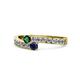 1 - Orane Emerald and Blue Sapphire with Side Diamonds Bypass Ring 