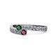 1 - Orane Emerald and Ruby with Side Diamonds Bypass Ring 