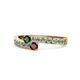 1 - Orane Emerald and Ruby with Side Diamonds Bypass Ring 