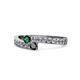 1 - Orane Emerald and Black Diamond with Side Diamonds Bypass Ring 
