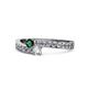 1 - Orane Emerald and Diamond with Side Diamonds Bypass Ring 