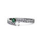 1 - Orane Emerald and White Sapphire with Side Diamonds Bypass Ring 