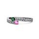 1 - Orane Emerald and Pink Sapphire with Side Diamonds Bypass Ring 
