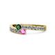 1 - Orane Emerald and Pink Sapphire with Side Diamonds Bypass Ring 