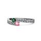 1 - Orane Emerald and Pink Tourmaline with Side Diamonds Bypass Ring 