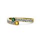 1 - Orane Emerald and Citrine with Side Diamonds Bypass Ring 