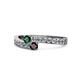 1 - Orane Emerald and Red Garnet with Side Diamonds Bypass Ring 