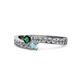 1 - Orane Emerald and Aquamarine with Side Diamonds Bypass Ring 