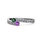 1 - Orane Emerald and Amethyst with Side Diamonds Bypass Ring 